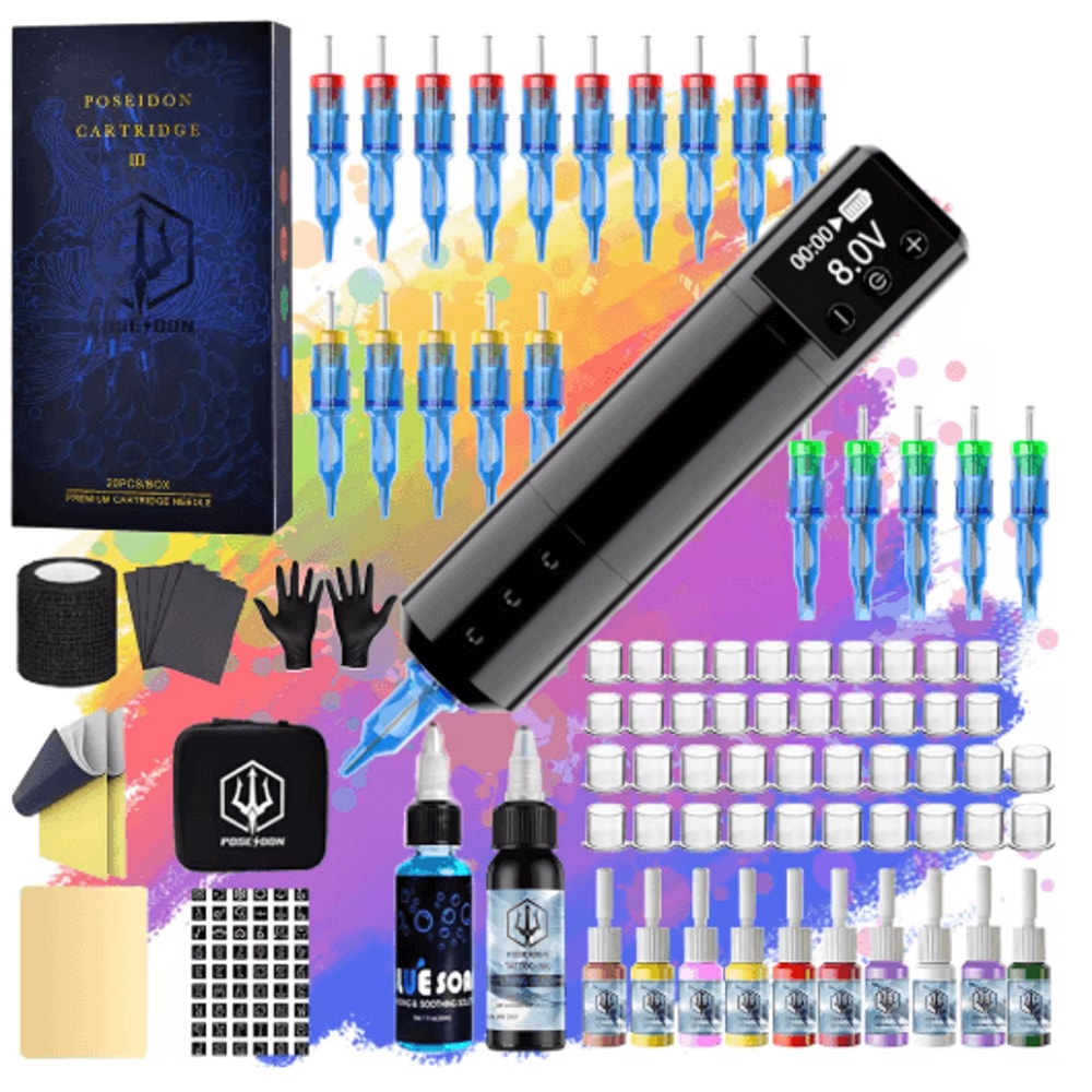 POSEIDON New Memory Wireless Tattoo Pen Kit Professional Permanent Makeup Machine 2