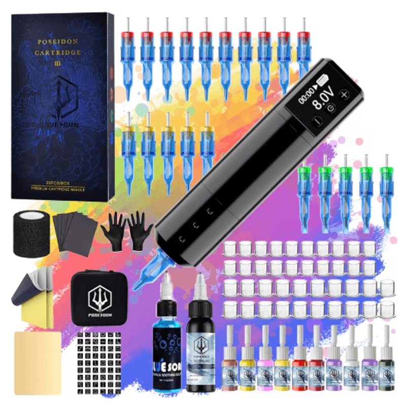 POSEIDON New Memory Wireless Tattoo Pen Kit Professional Permanent Makeup Machine 0