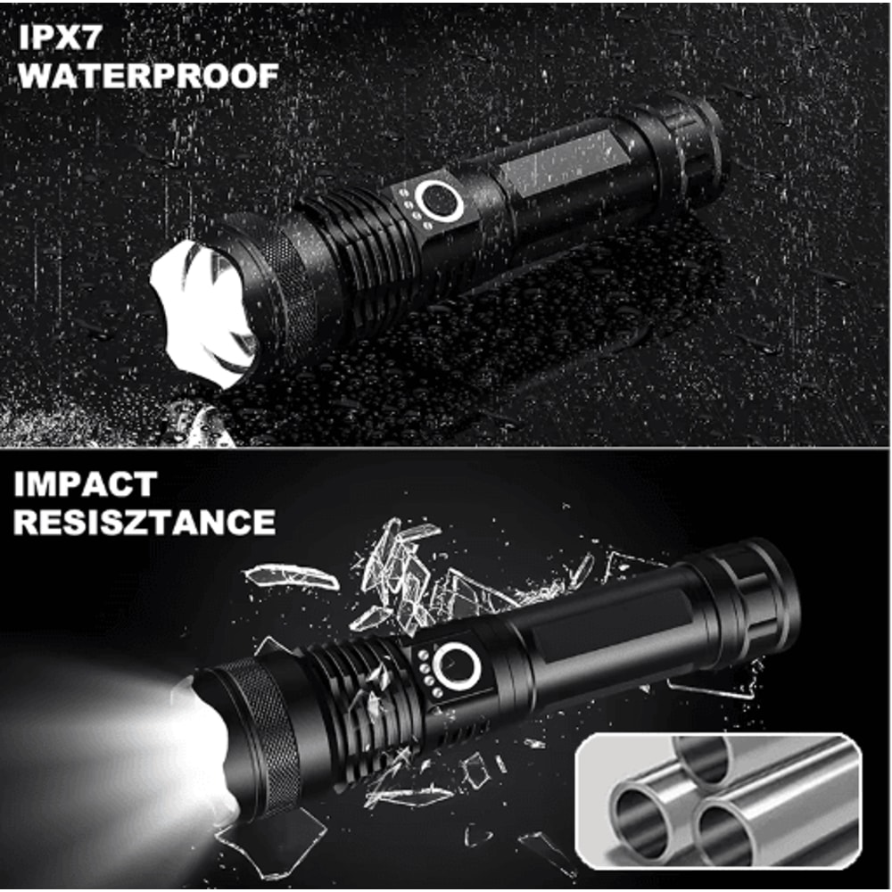 HighPower Rechargeable LED Tactical Flashlight Aluminum Zoom Torch For Outdoor Camping 6