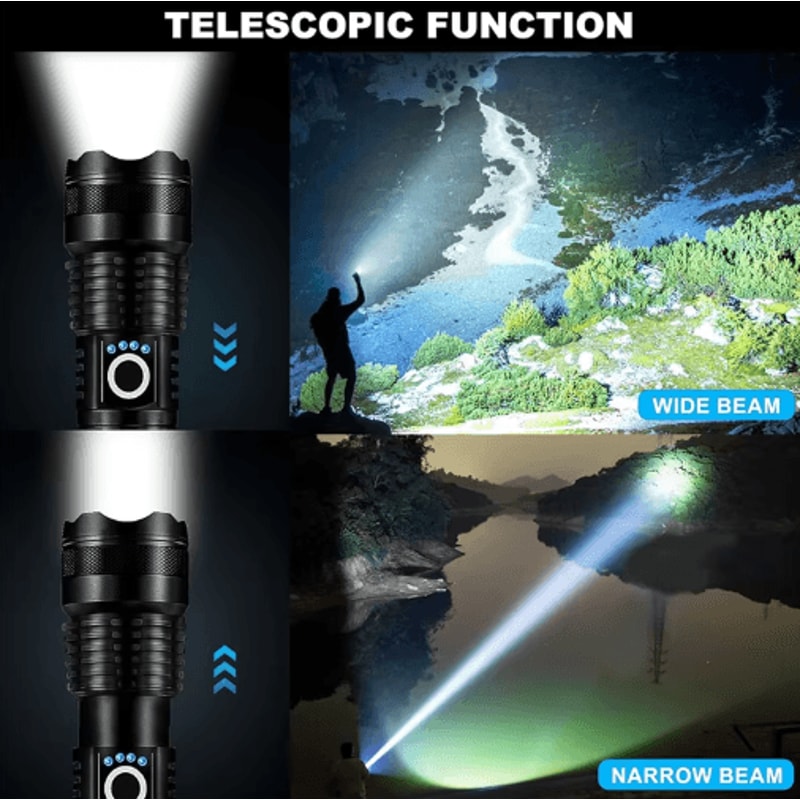 HighPower Rechargeable LED Tactical Flashlight Aluminum Zoom Torch For Outdoor Camping 7