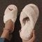 Womens CrossStrap Faux Fur Slippers Warm Plush Indoor Slides For Home Comfort 1