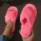 Womens CrossStrap Faux Fur Slippers Warm Plush Indoor Slides For Home Comfort 2