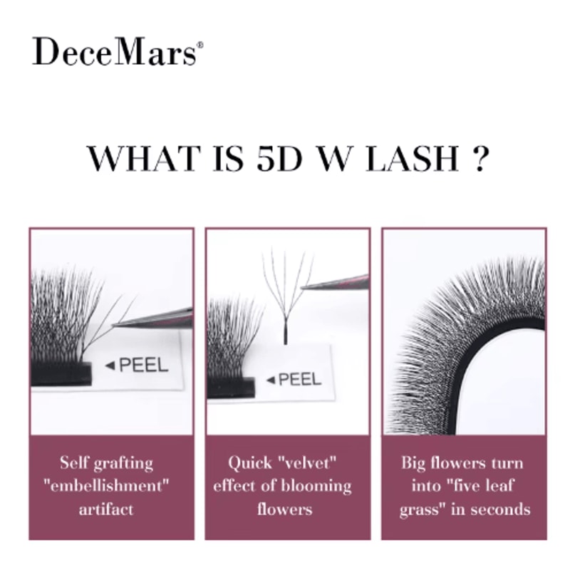 DeceMars 5D WShaped Eyelash Extensions Soft Volume Lash Trays 12 Lines 6