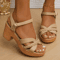 Womens Braided Chunky Platform Gladiator Sandals Summer 2024 High Heels With Ankle Strap 6