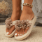 Womens Flower Decor Platform Flip Flops Lightweight NonSlip Summer Slippers 3643 4