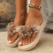 Womens Flower Decor Platform Flip Flops Lightweight NonSlip Summer Slippers 3643 4