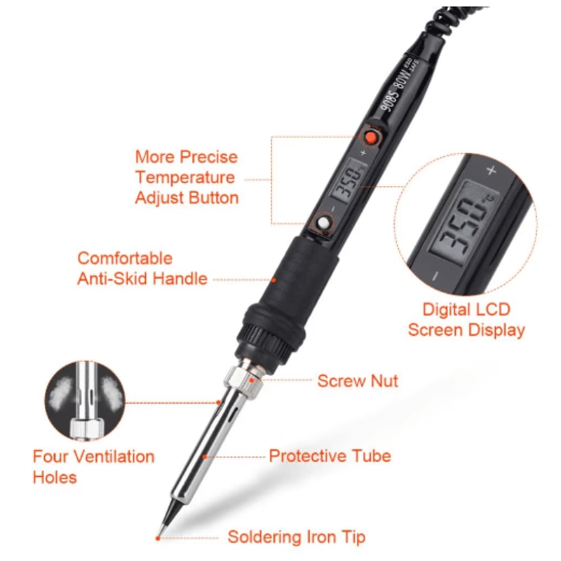 JCD 80W Digital Soldering Iron With LCD Display Adjustable Temperature 13