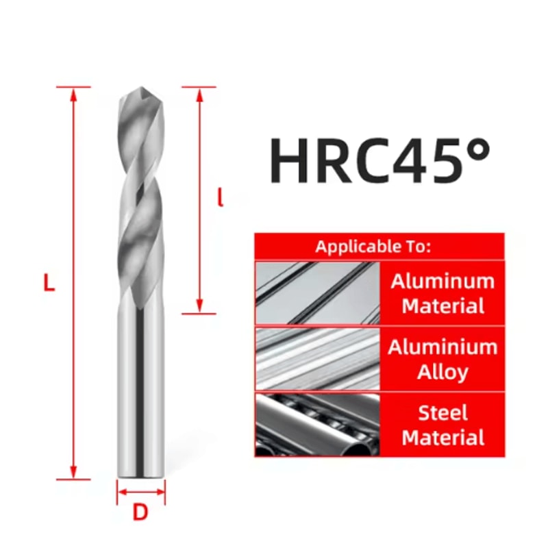TOOLEYE Tungsten Steel Carbide Drill Bits For Precision Metalworking 10200mm 3