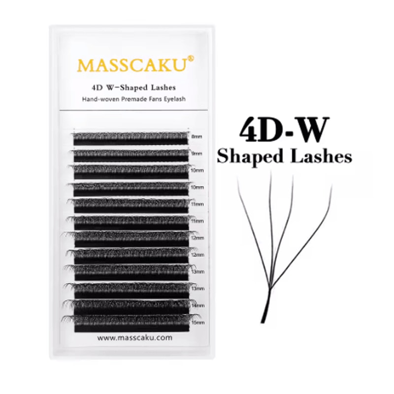 MASSCAKU W Shape Pre Made Mink Lash Extensions 3D 6D 12 Lines 10