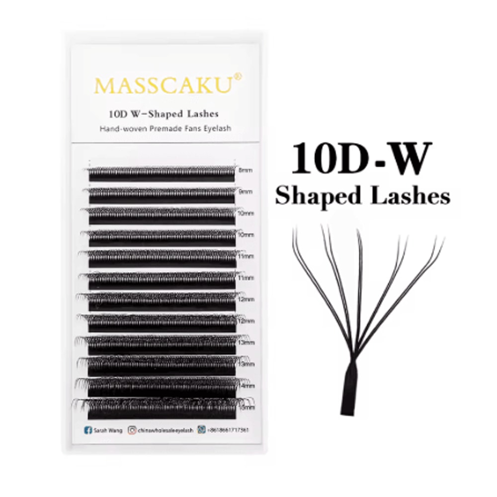 MASSCAKU W Shape Pre Made Mink Lash Extensions 3D 6D 12 Lines 3