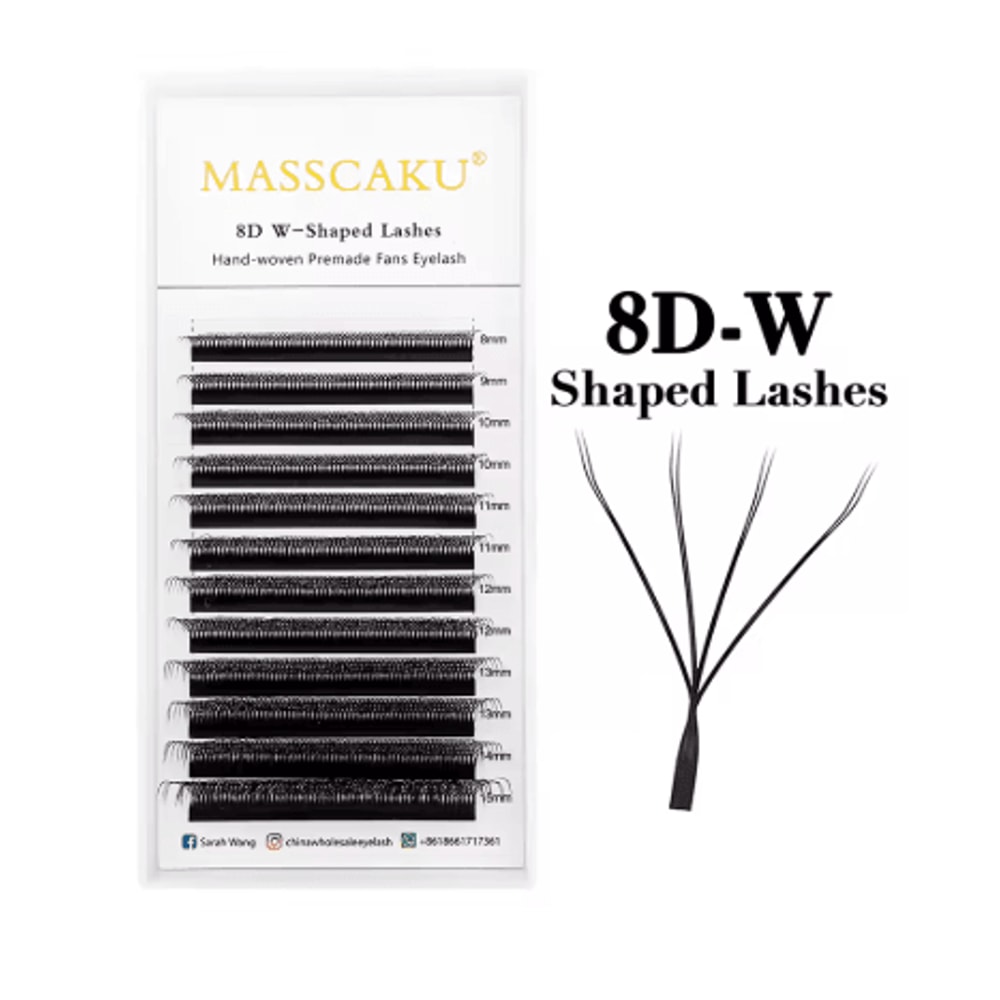 MASSCAKU W Shape Pre Made Mink Lash Extensions 3D 6D 12 Lines 5