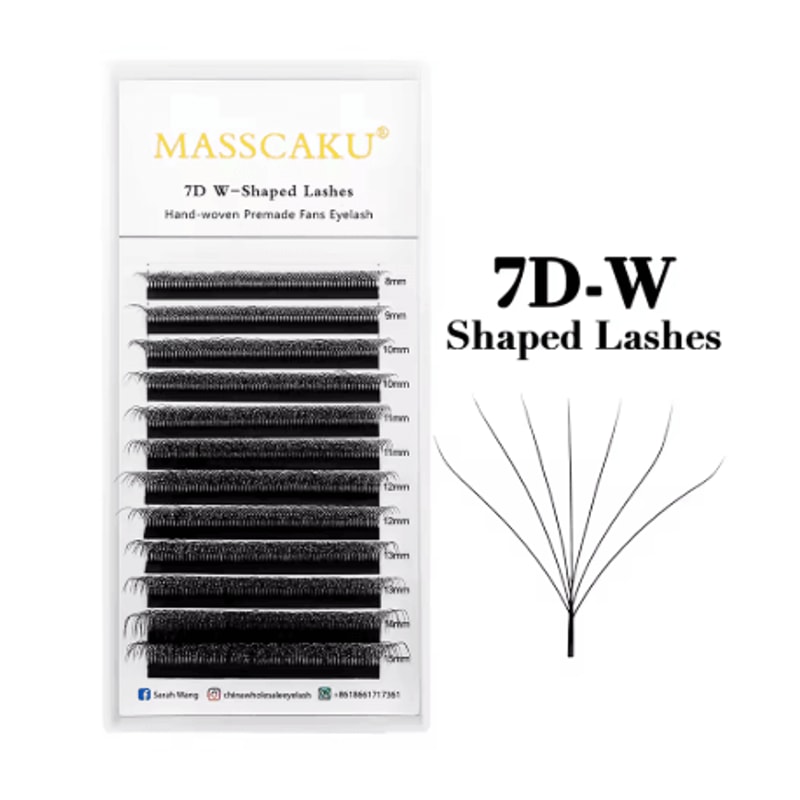 MASSCAKU W Shape Pre Made Mink Lash Extensions 3D 6D 12 Lines 6