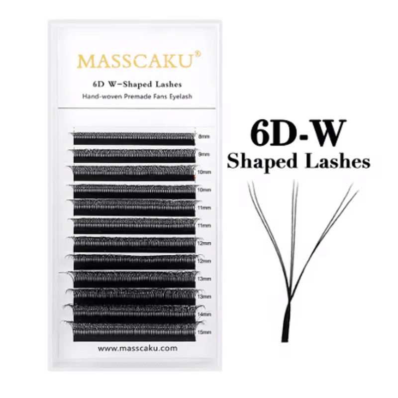 MASSCAKU W Shape Pre Made Mink Lash Extensions 3D 6D 12 Lines 7