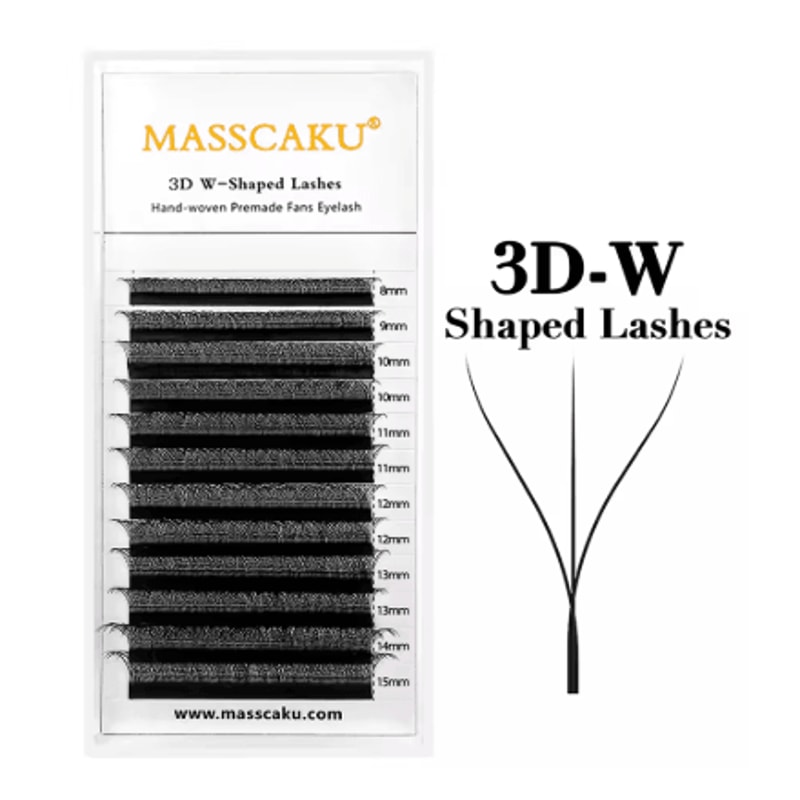 MASSCAKU W Shape Pre Made Mink Lash Extensions 3D 6D 12 Lines 11