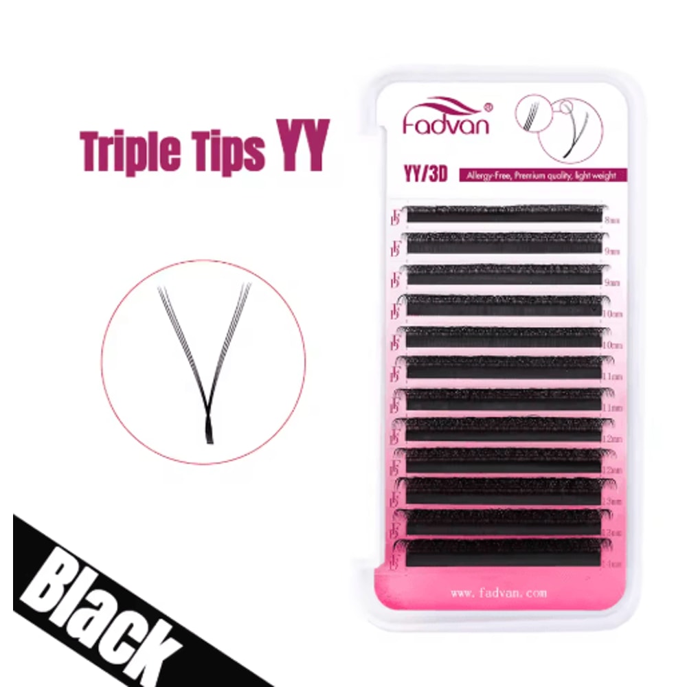 FADVAN YY Shape Faux Mink Premade Volume Lashes For Fox Eyes Black And Brown 1