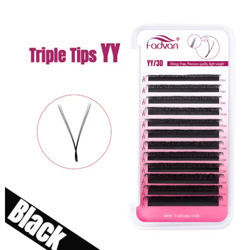 FADVAN YY Shape Faux Mink Premade Volume Lashes For Fox Eyes Black And Brown 1