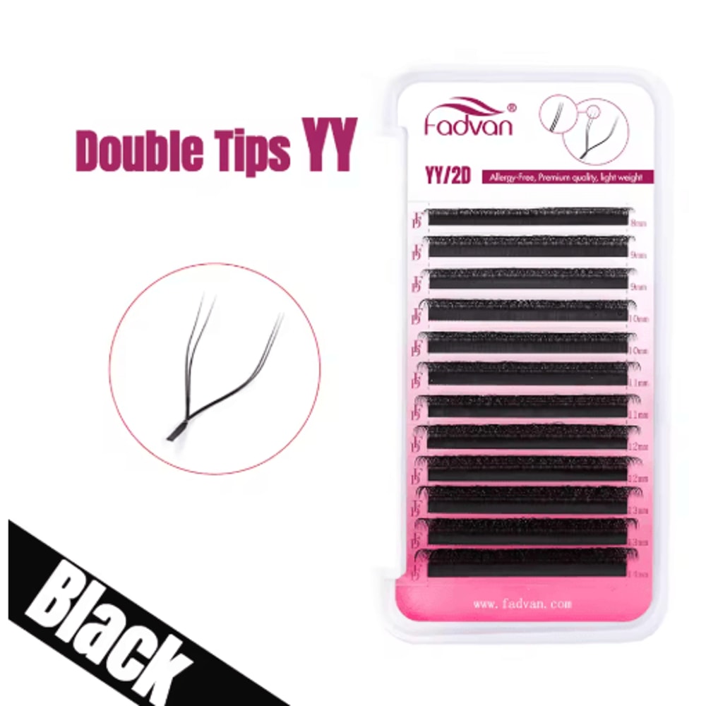 FADVAN YY Shape Faux Mink Premade Volume Lashes For Fox Eyes Black And Brown 3