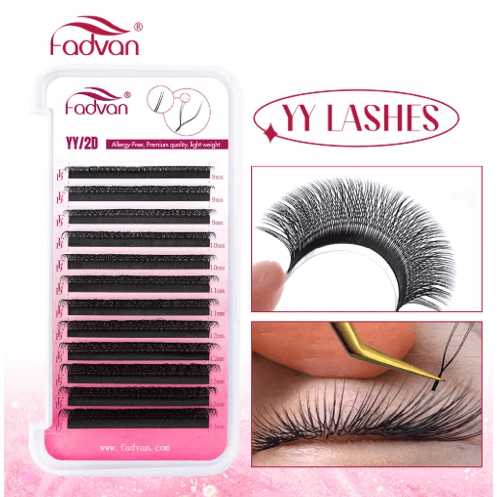 FADVAN YY Shape Faux Mink Premade Volume Lashes For Fox Eyes Black And Brown 7