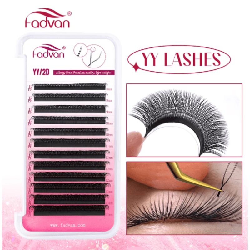 FADVAN YY Shape Faux Mink Premade Volume Lashes For Fox Eyes Black And Brown 7