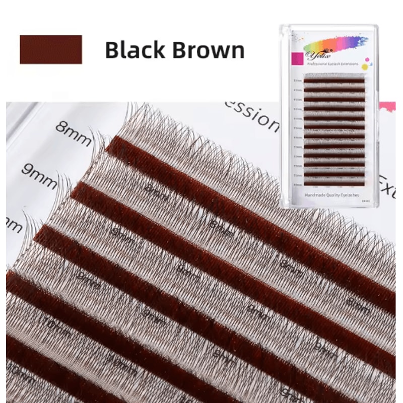 Yelix 2D Y Shape Volume Lash Extensions Dark Brown Ultra Thin Premade Fans 1