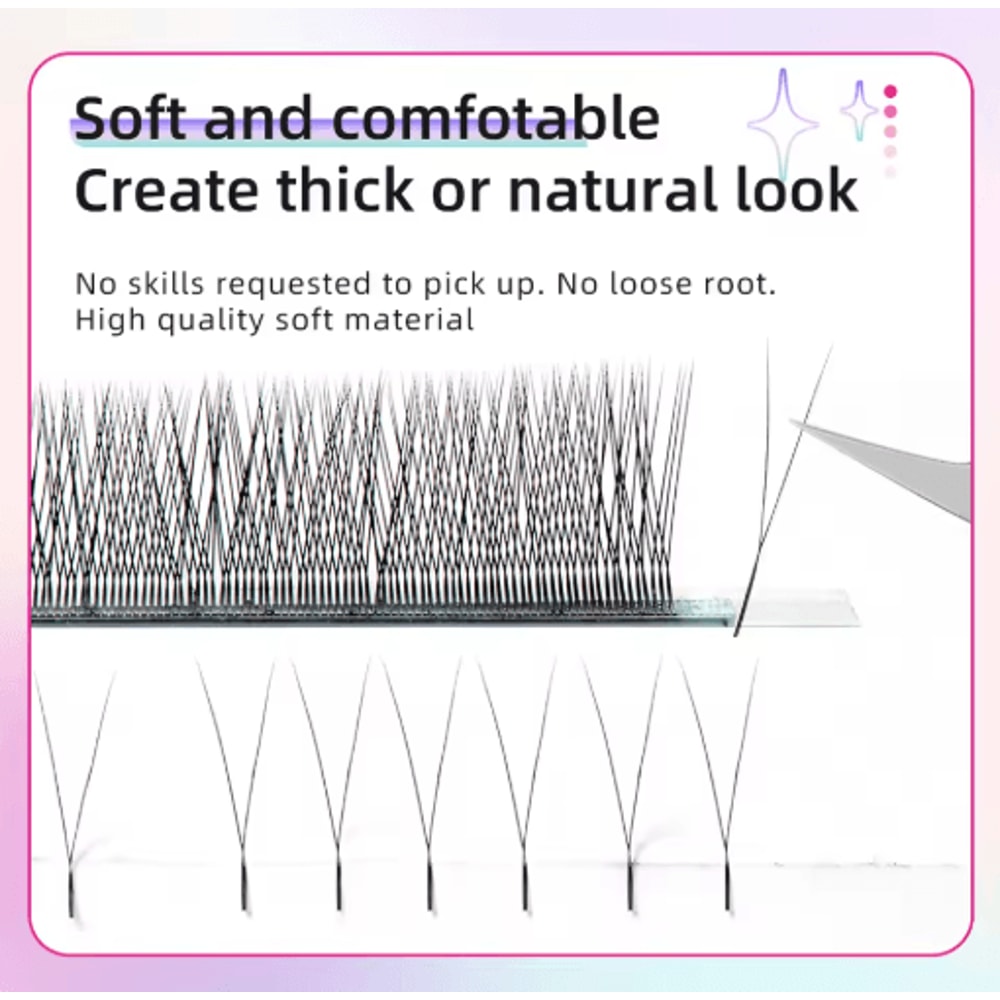 Yelix 2D Y Shape Volume Lash Extensions Dark Brown Ultra Thin Premade Fans 4