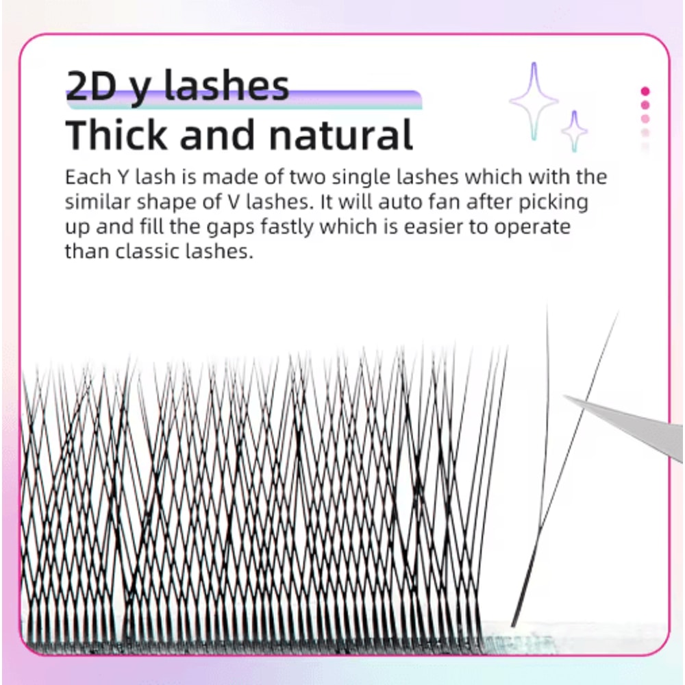 Yelix 2D Y Shape Volume Lash Extensions Dark Brown Ultra Thin Premade Fans 6