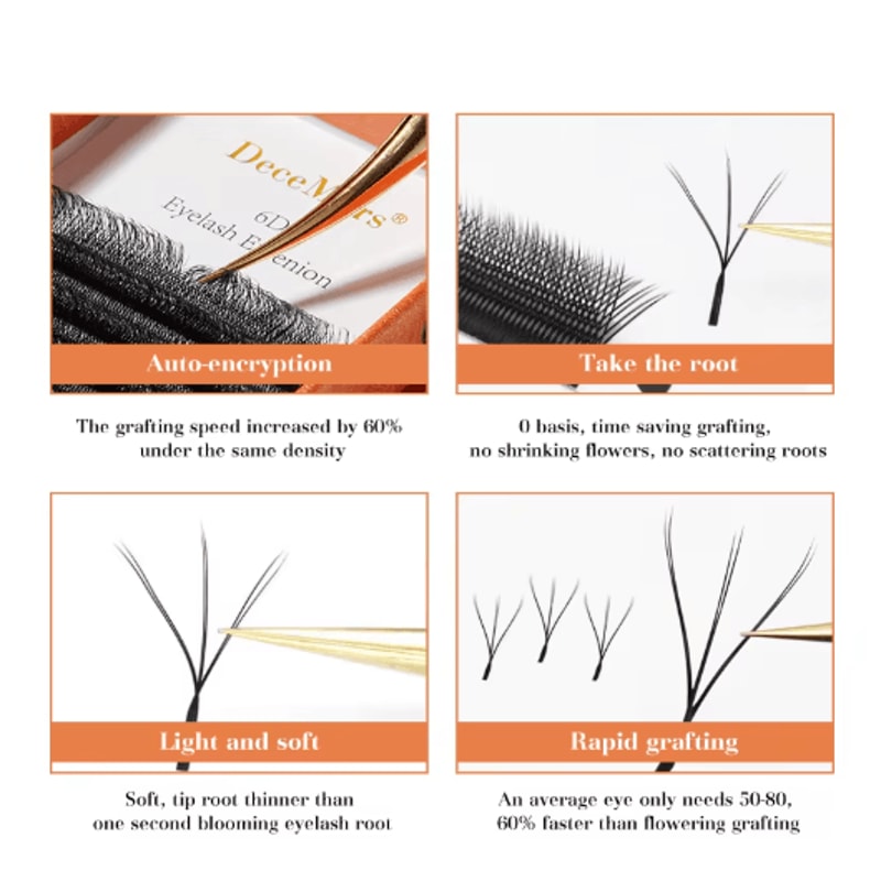 DeceMars 6D W Shaped Eyelash Extensions Soft Volume Individual Lashes 0