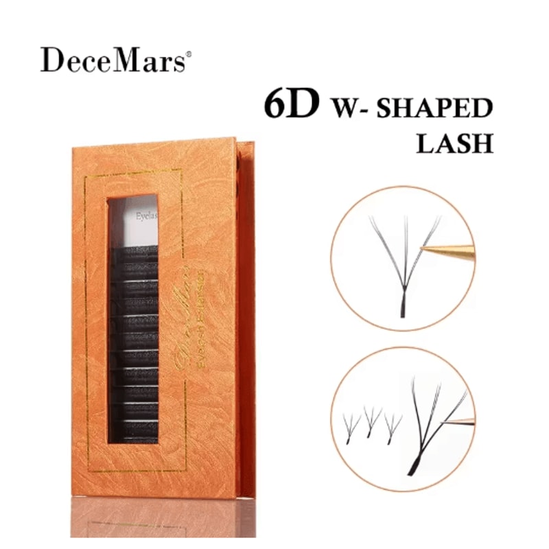 DeceMars 6D W Shaped Eyelash Extensions Soft Volume Individual Lashes 6