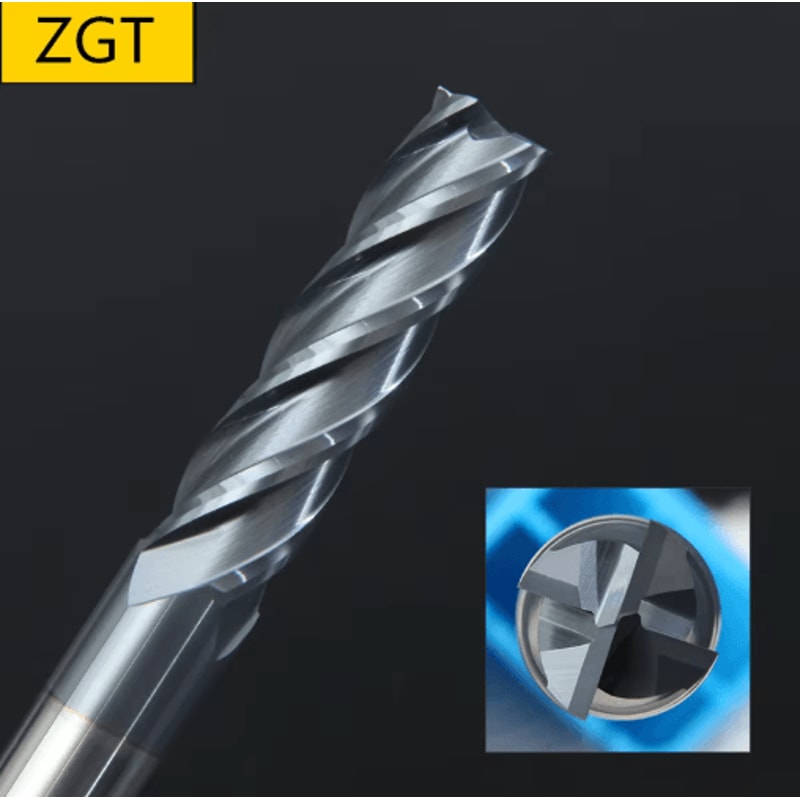 ZGT HRC50 Alloy Carbide End Mill Set 4Flute Tungsten Steel Milling Cutters 416mm 5
