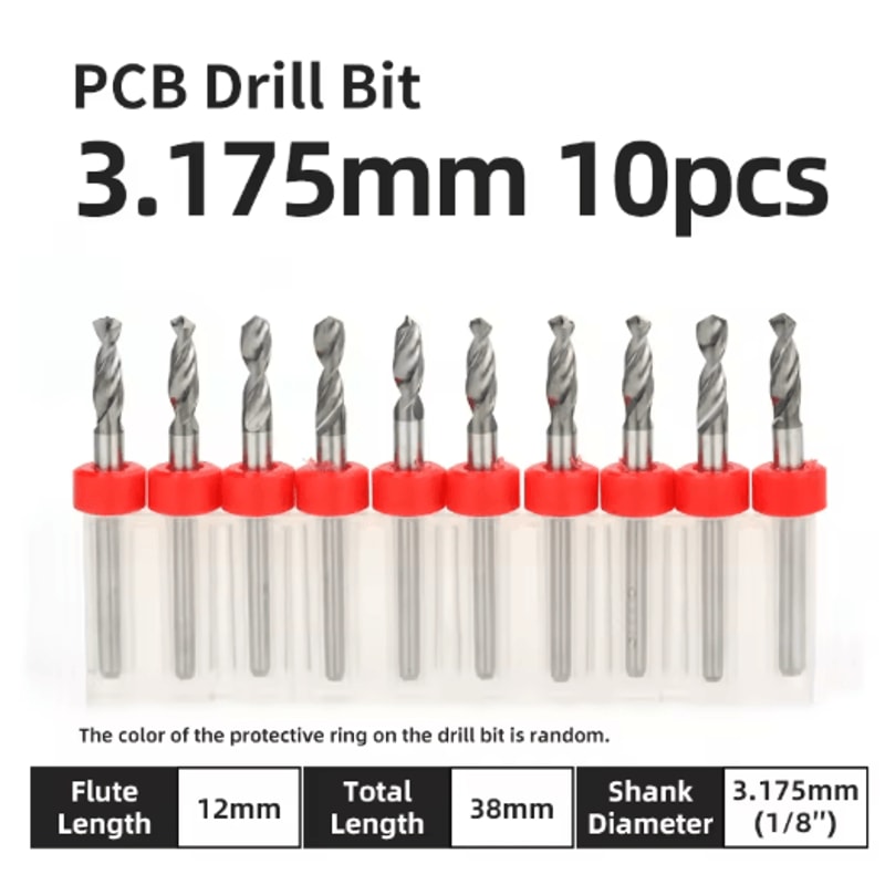 TOOLEYE Micro PCB Drill Bit Set 10pcs Precision CNC Drills 013175mm 18 Shank 0