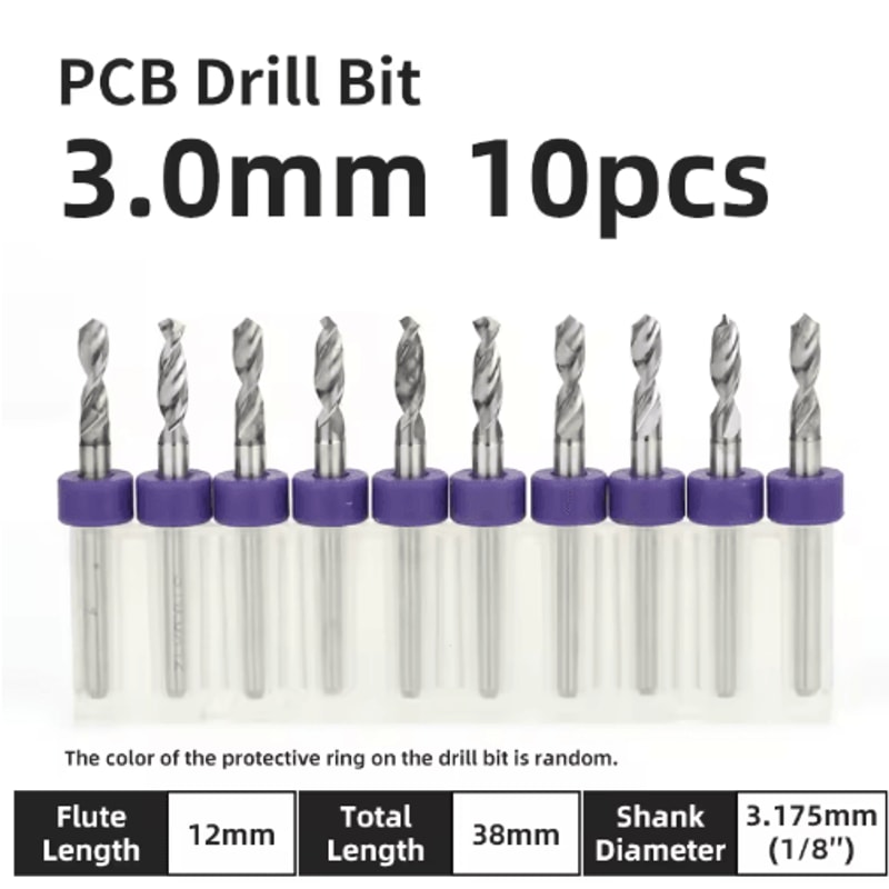 TOOLEYE Micro PCB Drill Bit Set 10pcs Precision CNC Drills 013175mm 18 Shank 1