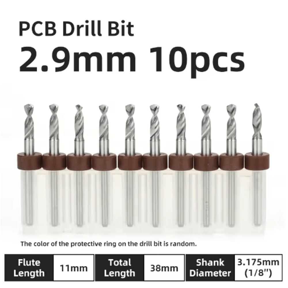 TOOLEYE Micro PCB Drill Bit Set 10pcs Precision CNC Drills 013175mm 18 Shank 2