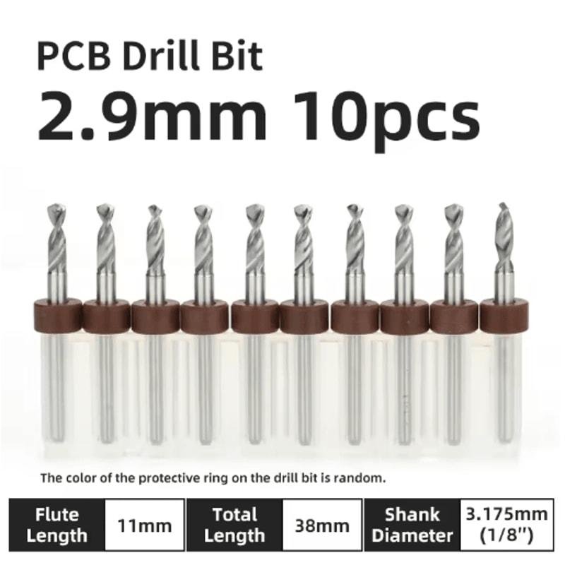 TOOLEYE Micro PCB Drill Bit Set 10pcs Precision CNC Drills 013175mm 18 Shank 2