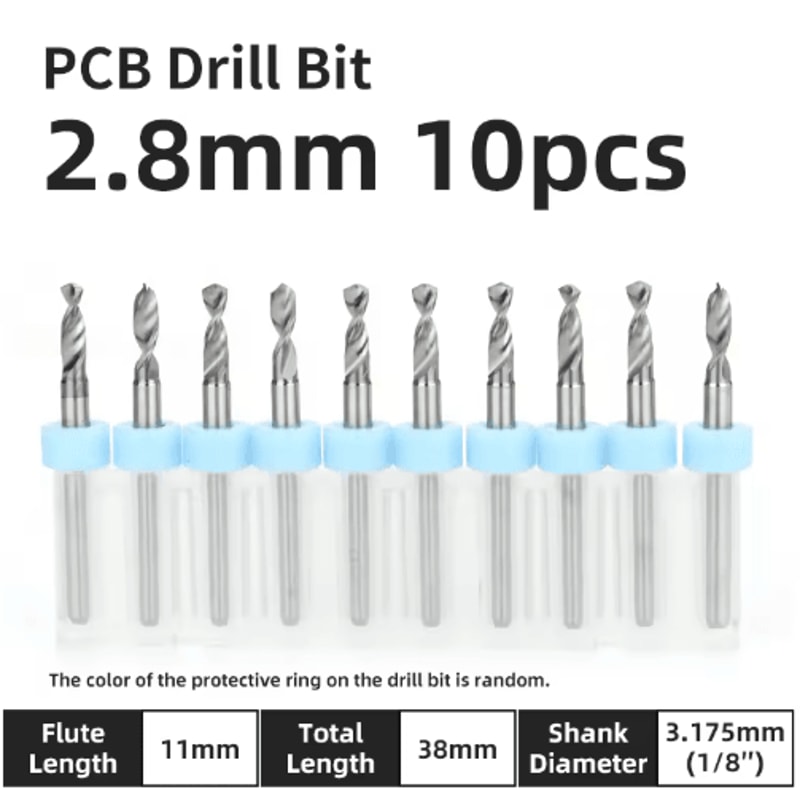 TOOLEYE Micro PCB Drill Bit Set 10pcs Precision CNC Drills 013175mm 18 Shank 3