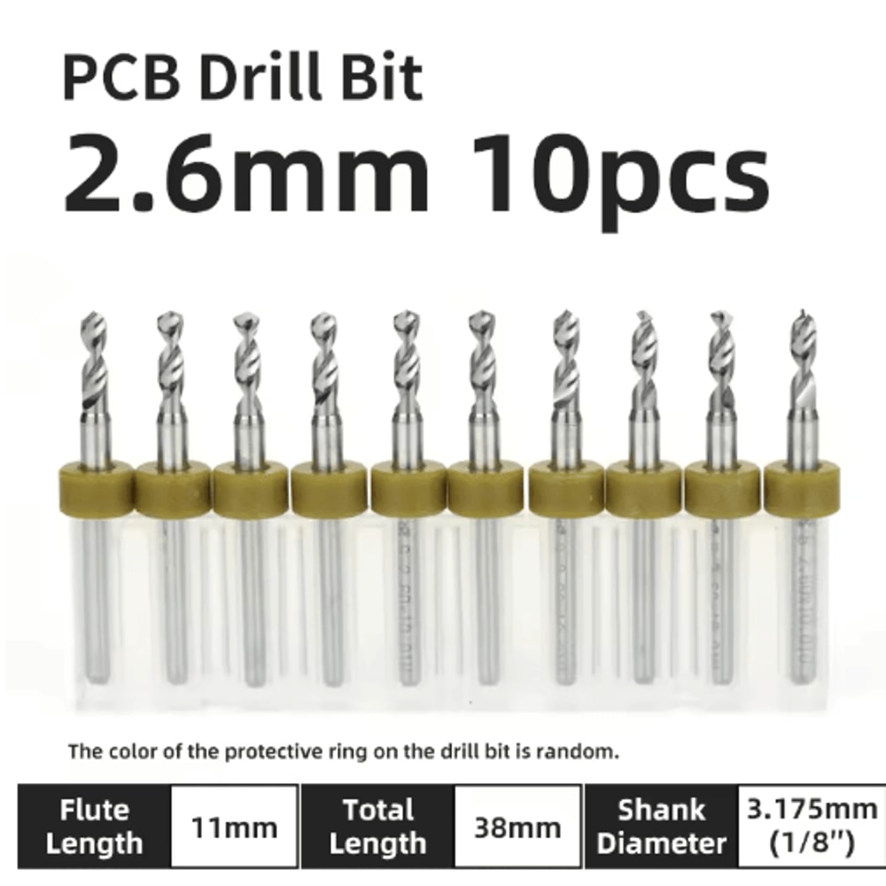 TOOLEYE Micro PCB Drill Bit Set 10pcs Precision CNC Drills 013175mm 18 Shank 5