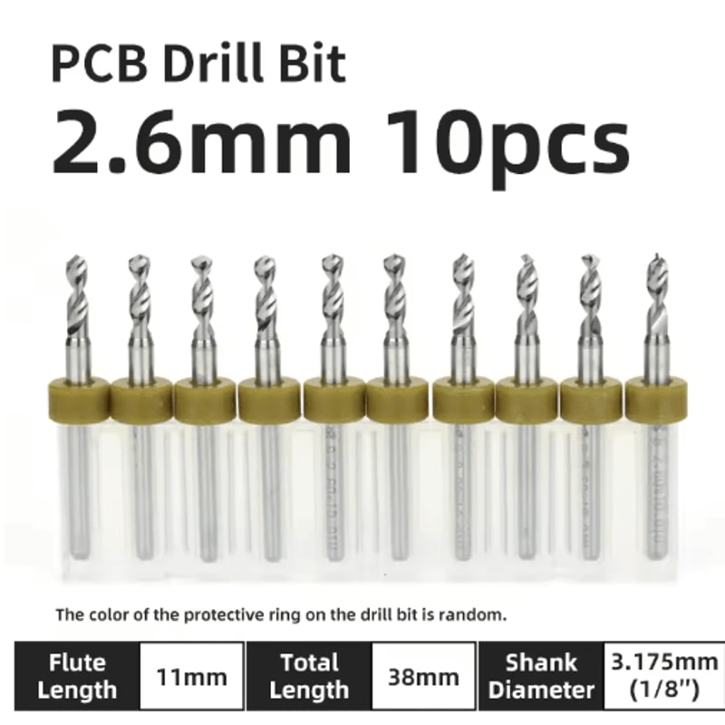 TOOLEYE Micro PCB Drill Bit Set 10pcs Precision CNC Drills 013175mm 18 Shank 5