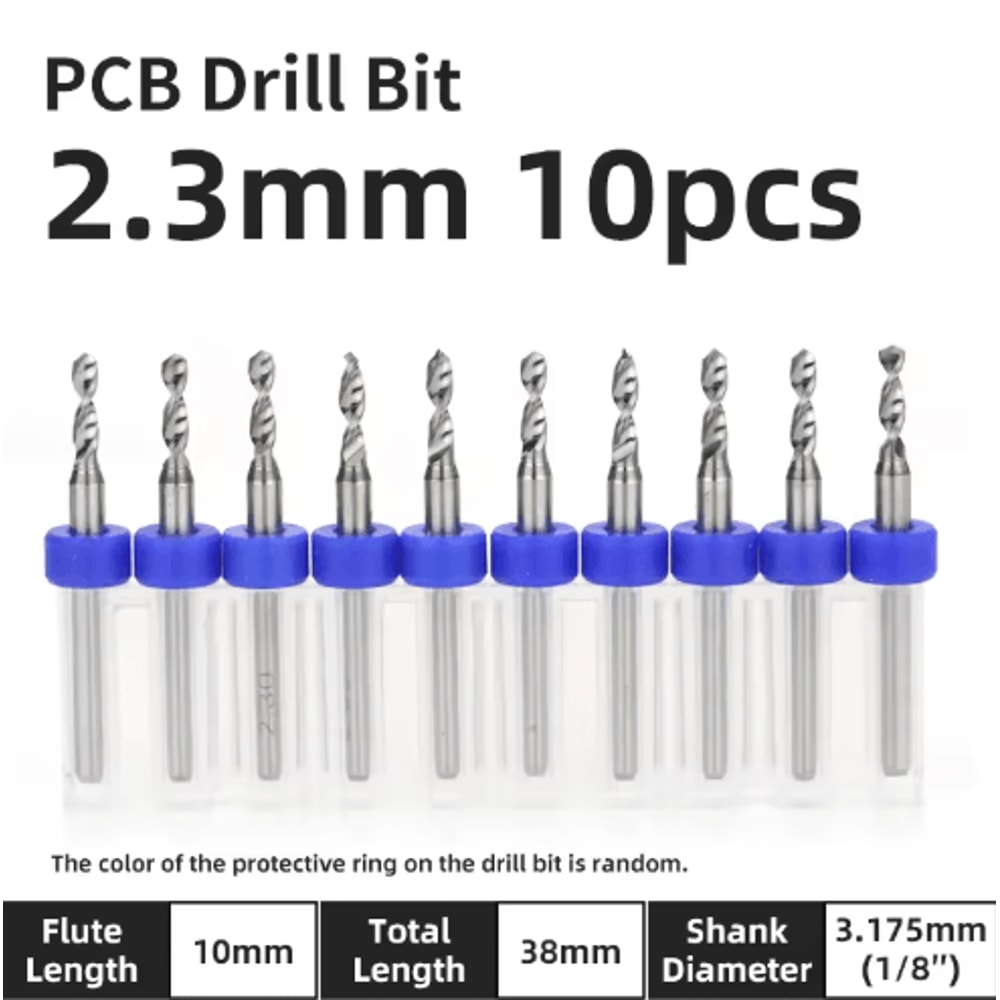 TOOLEYE Micro PCB Drill Bit Set 10pcs Precision CNC Drills 013175mm 18 Shank 8