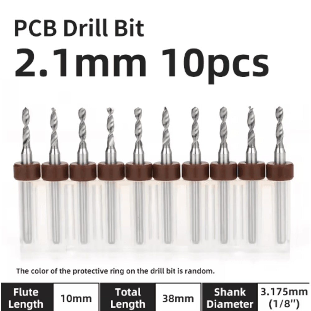 TOOLEYE Micro PCB Drill Bit Set 10pcs Precision CNC Drills 013175mm 18 Shank 10