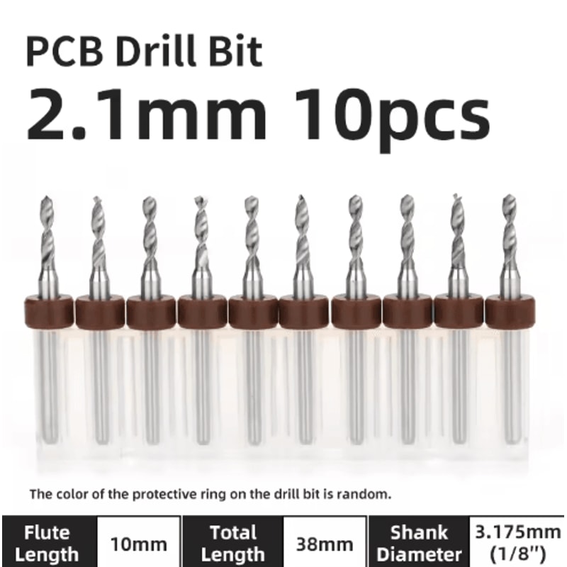 TOOLEYE Micro PCB Drill Bit Set 10pcs Precision CNC Drills 013175mm 18 Shank 10