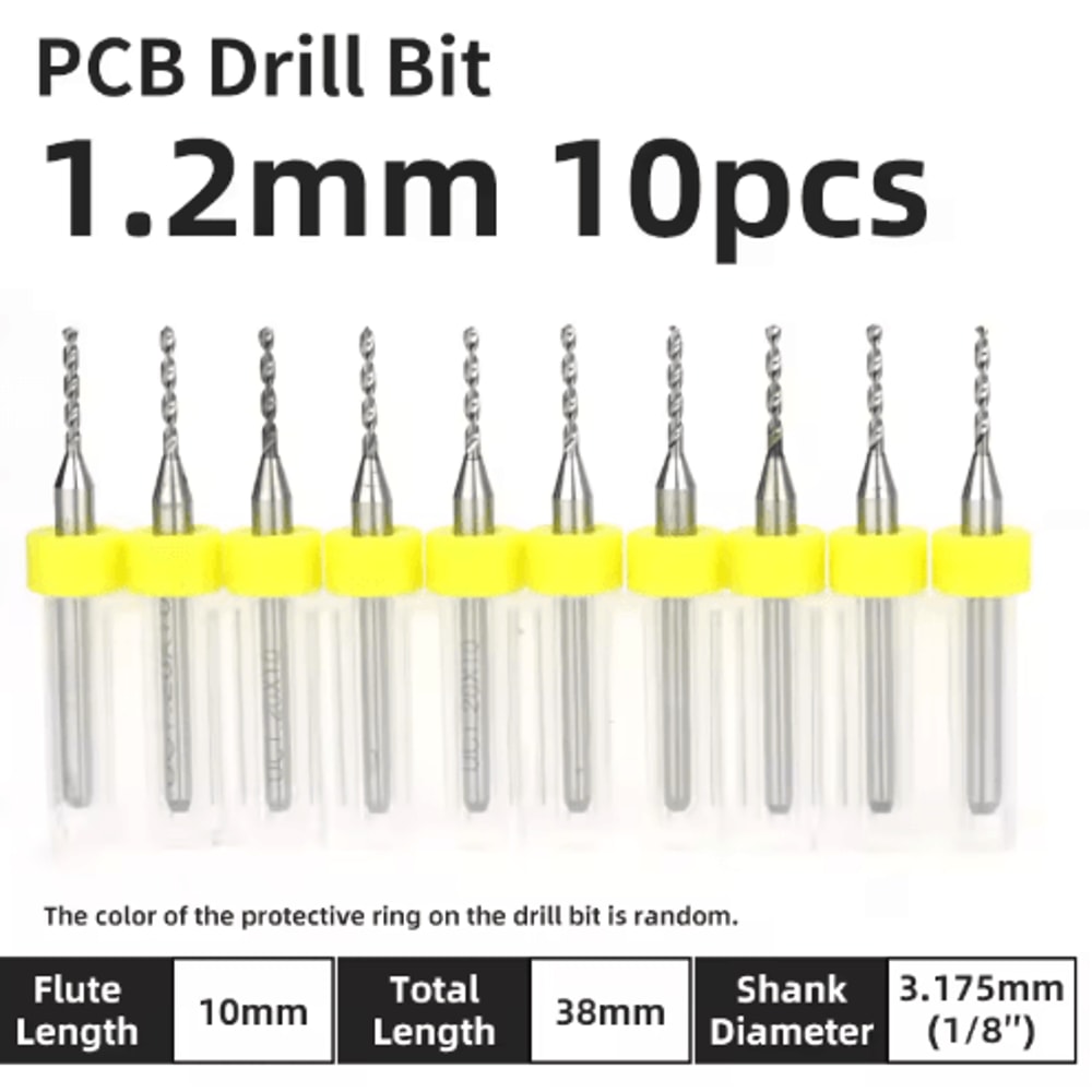 TOOLEYE Micro PCB Drill Bit Set 10pcs Precision CNC Drills 013175mm 18 Shank 19