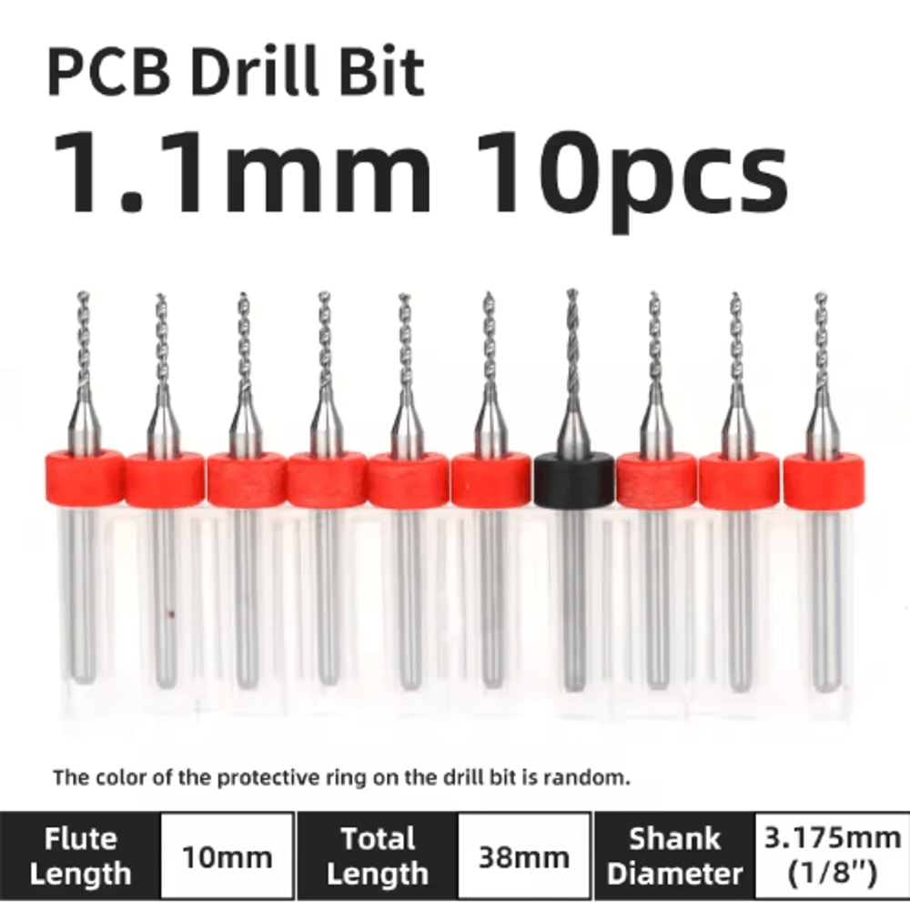 TOOLEYE Micro PCB Drill Bit Set 10pcs Precision CNC Drills 013175mm 18 Shank 20