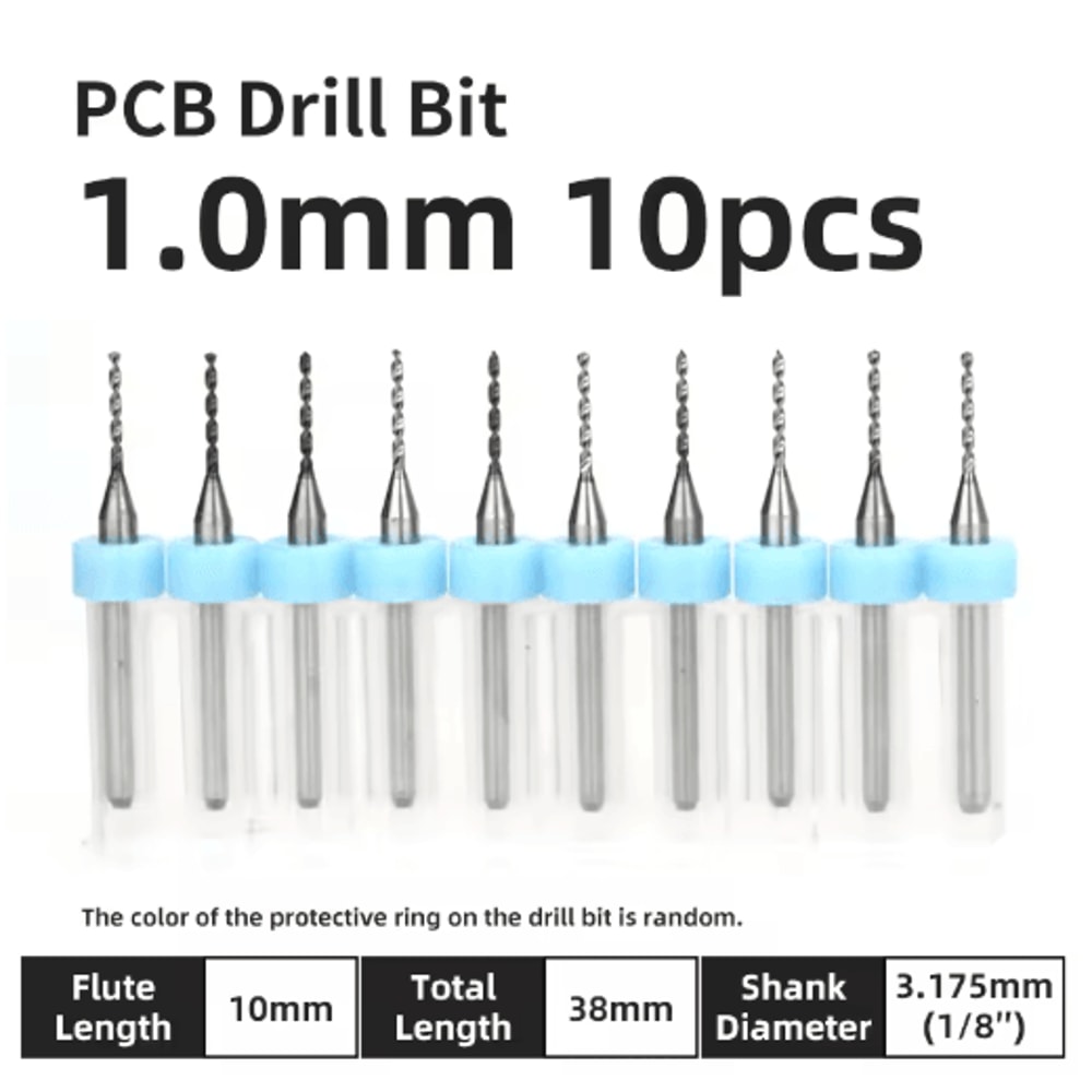 TOOLEYE Micro PCB Drill Bit Set 10pcs Precision CNC Drills 013175mm 18 Shank 21