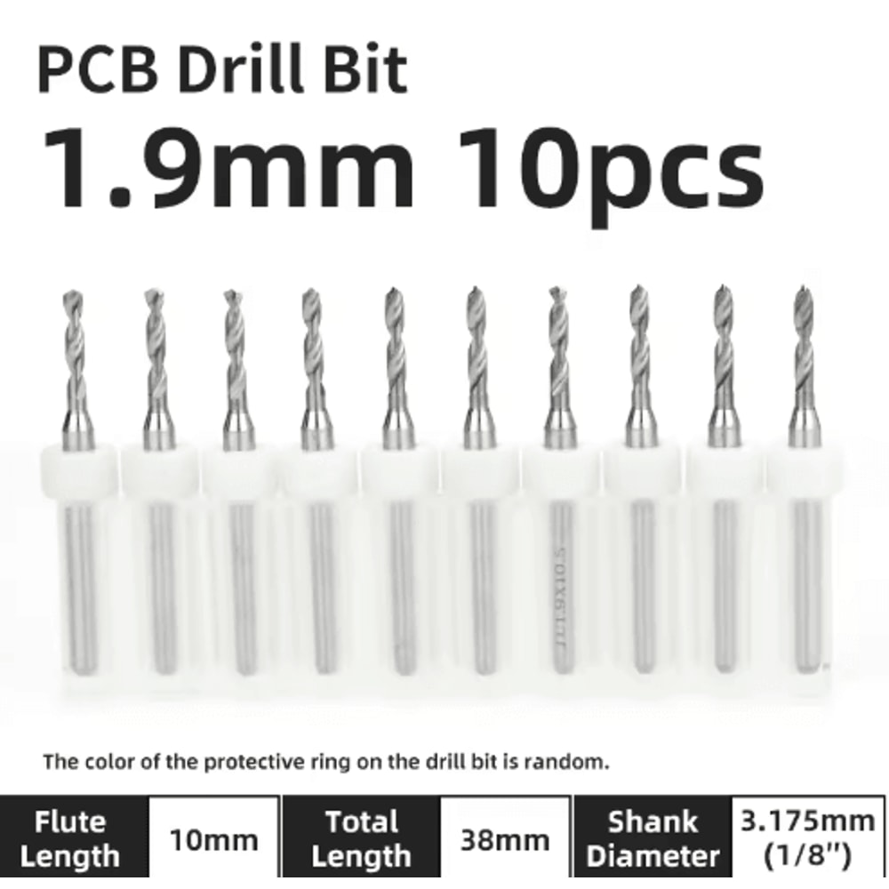 TOOLEYE Micro PCB Drill Bit Set 10pcs Precision CNC Drills 013175mm 18 Shank 12