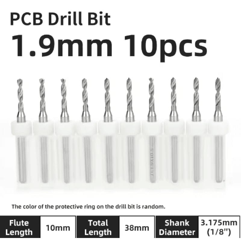 TOOLEYE Micro PCB Drill Bit Set 10pcs Precision CNC Drills 013175mm 18 Shank 12