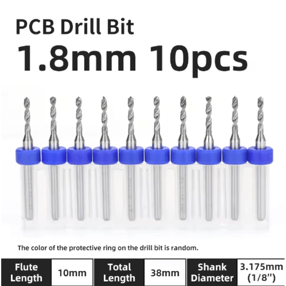 TOOLEYE Micro PCB Drill Bit Set 10pcs Precision CNC Drills 013175mm 18 Shank 13