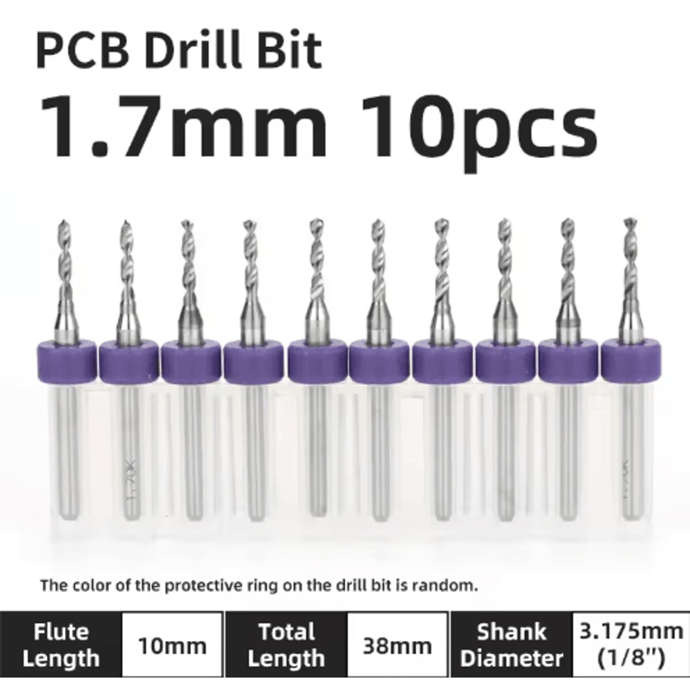 TOOLEYE Micro PCB Drill Bit Set 10pcs Precision CNC Drills 013175mm 18 Shank 14