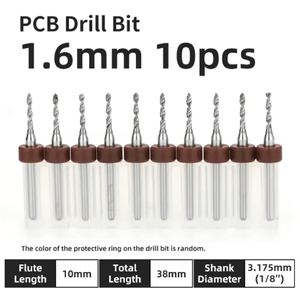 TOOLEYE Micro PCB Drill Bit Set 10pcs Precision CNC Drills 013175mm 18 Shank 15