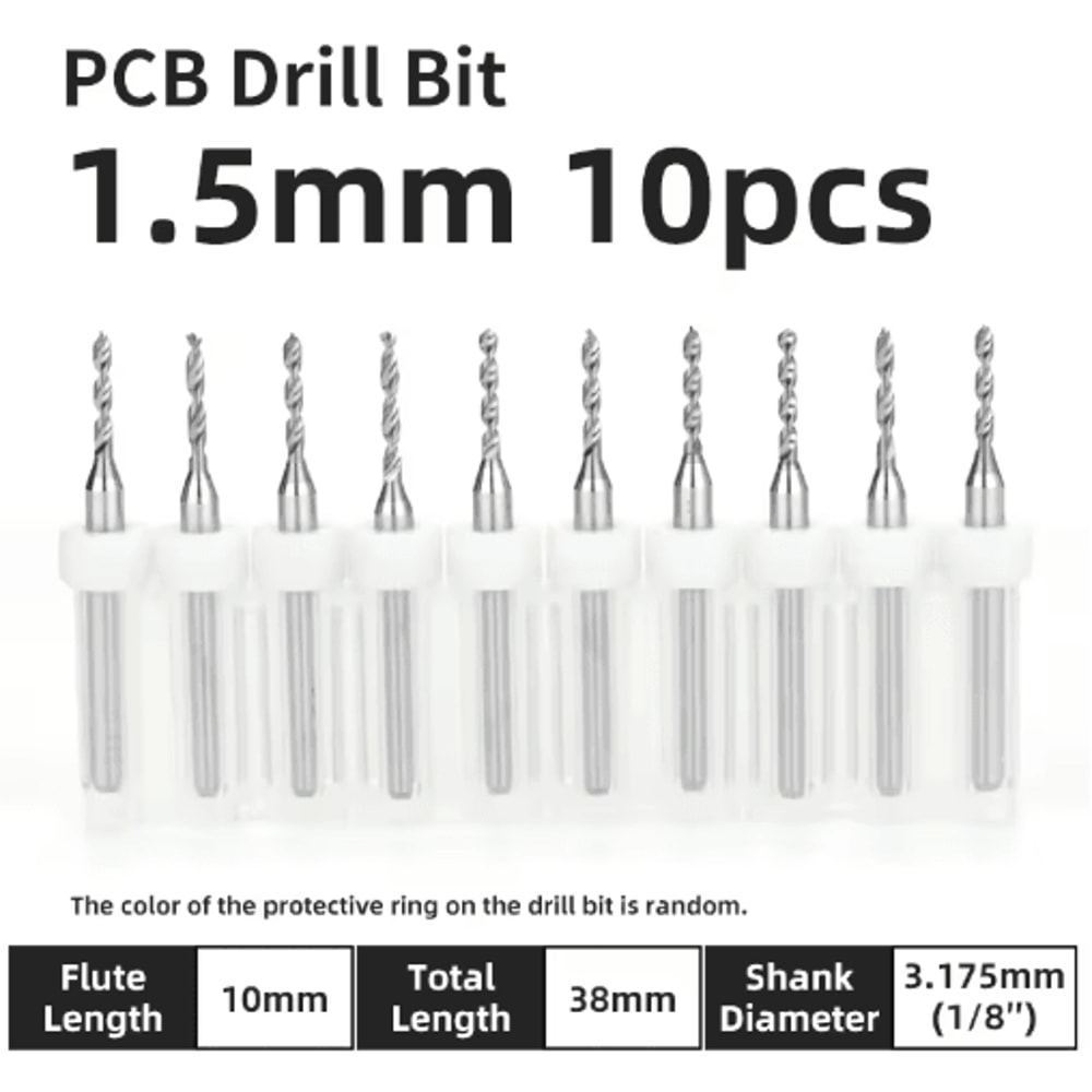 TOOLEYE Micro PCB Drill Bit Set 10pcs Precision CNC Drills 013175mm 18 Shank 16