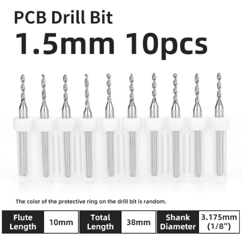 TOOLEYE Micro PCB Drill Bit Set 10pcs Precision CNC Drills 013175mm 18 Shank 16