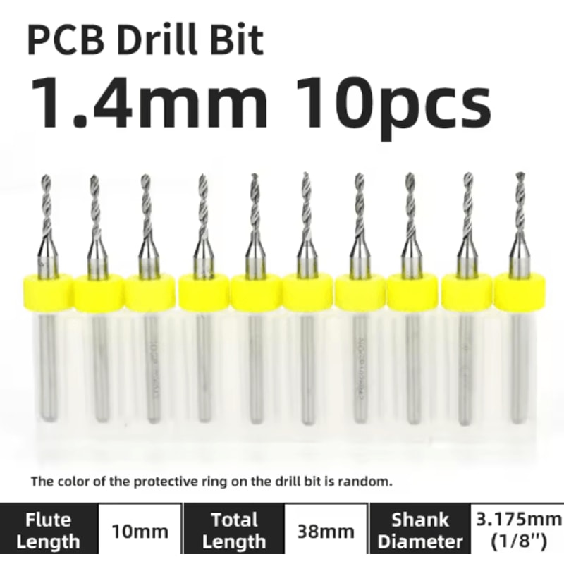 TOOLEYE Micro PCB Drill Bit Set 10pcs Precision CNC Drills 013175mm 18 Shank 17
